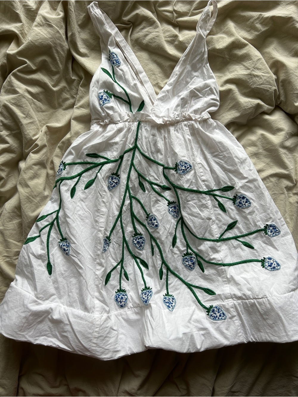 Maeve White Mini Dress with Embroidery Details XS